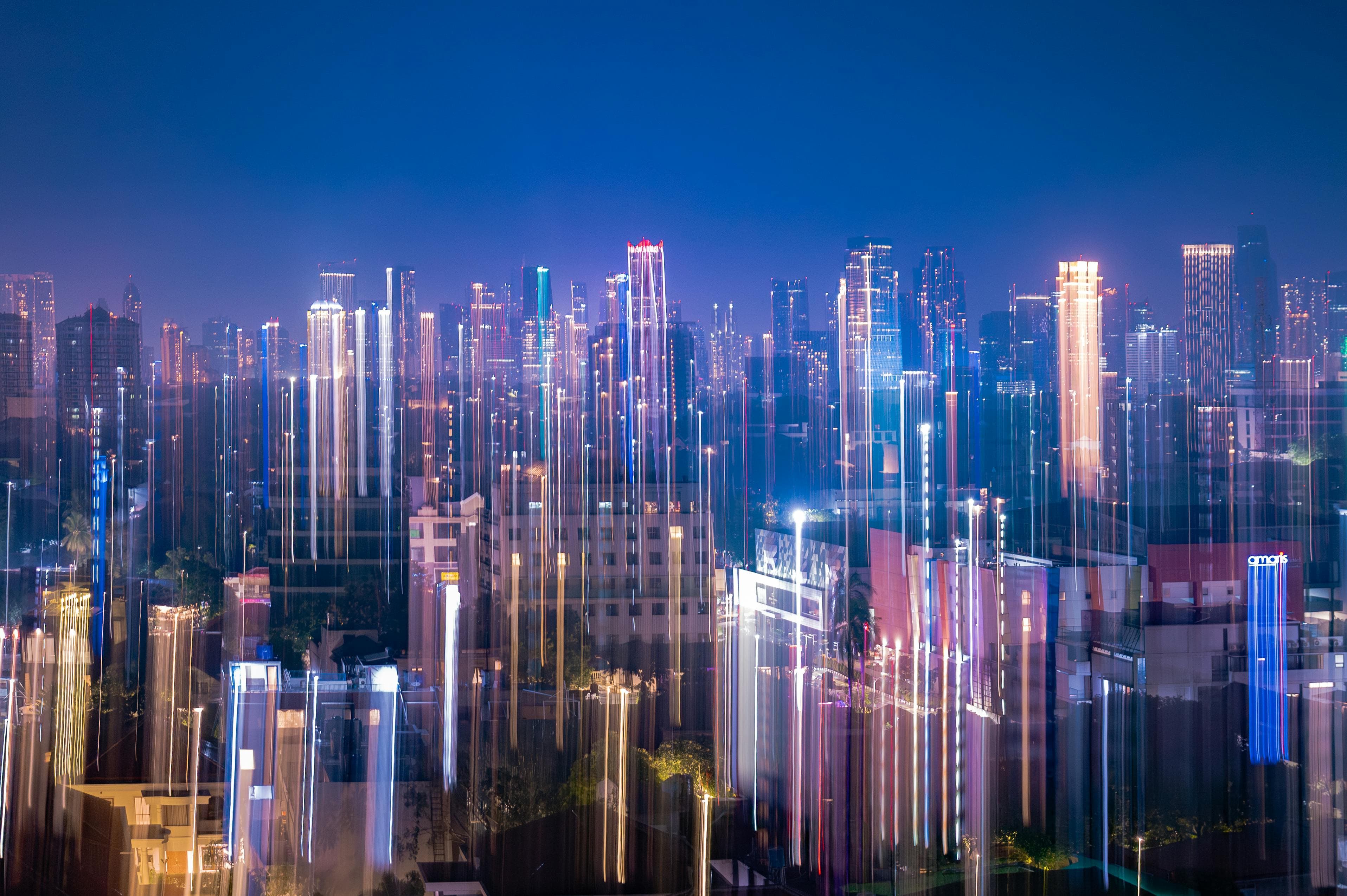 Industrial cityscape at night